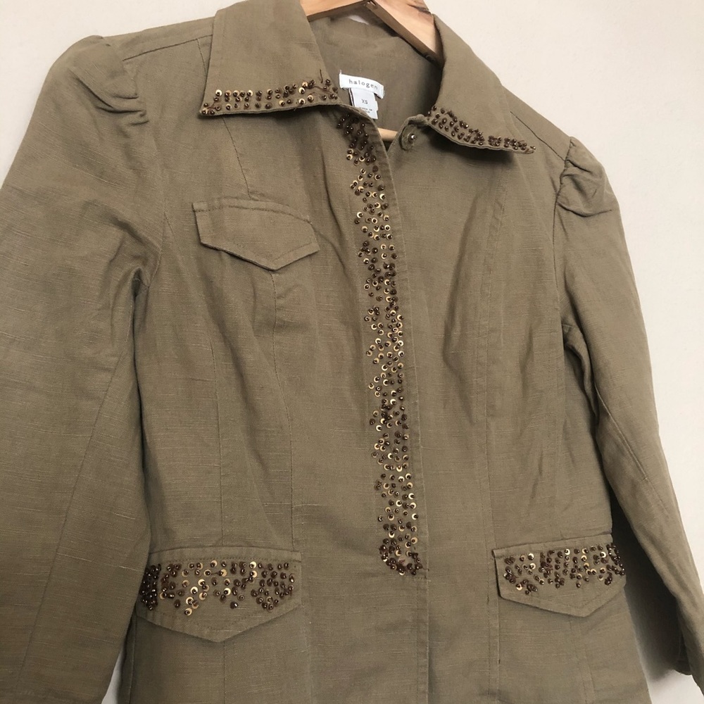 Halogen Linen blend jacket blazer - Picture 4 of 10